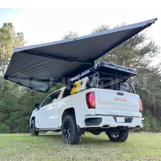 2.5m 180 Degree Awning Freestanding with Side Wall and LED Light